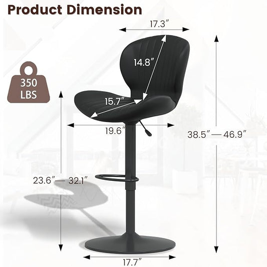 Waleaf Modern Adjustable Swivel Bar Stools Set of 4,Hydraulic Faux Leather Counter Height Barstool with Ergonomic Backrest and Footrest,Upholstered Pub Dining Chairs for Kitchen Island