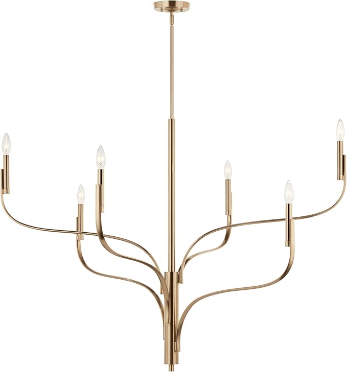 KICHLER Livadia 6-Light Chandelier, Soft Modern-Light in Champagne Bronze, for Foyer, Great Room, or Vaulted Dining or Bedroom (33.25" x 47.25"), 52674CPZ