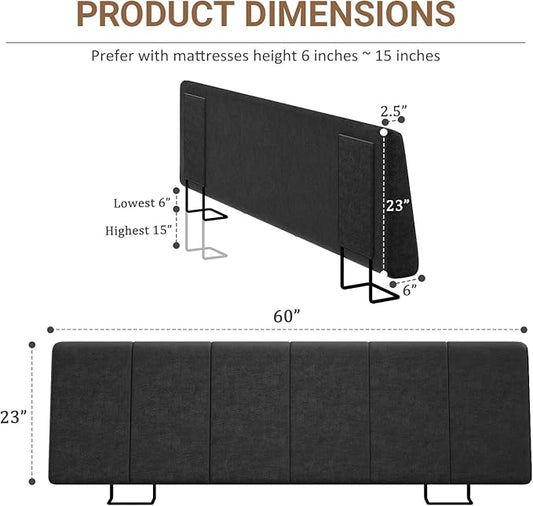 Queen Size Headboard Only-No Assembly, Upholstered Headboard Queen Size Linen Fabric Modern Style Headboards for Adjustable Bed Extra-Thick, Black