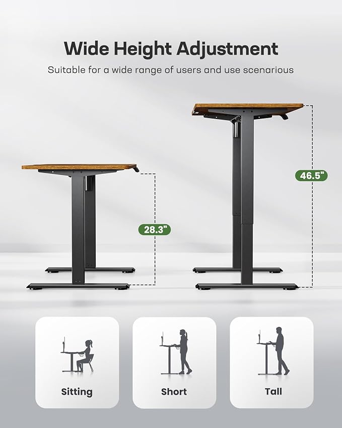 Marsail Standing Desk Adjustable Height Stand up Home Office Desk, 48x24 Inch Electric Standing Computer Desk, with 4 Memory Presets, Headphone Hook,Cable Organizer, Rustic Brown