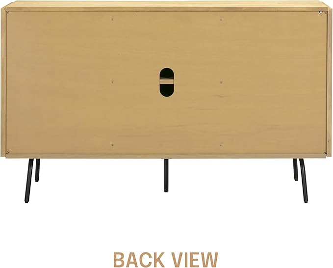 NTC Veil Modern Sideboard with 3 Doors, Buffet Cabinet with Vertical Groove Design and Metal Legs, Storage Cabinet for Living Room, and Hallway, Effortless Assembly, Sand