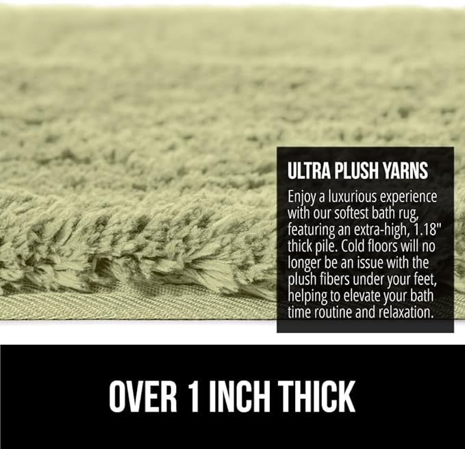 GORILLA GRIP Bathroom Rugs, 36x24, Ultra Soft Absorbent Mat, Thick Plush Bath Rug, Machine Washable, Microfiber Quick Dry, Mats for Shower, Bathtub and Floor, Home Decor Accessories, Sage