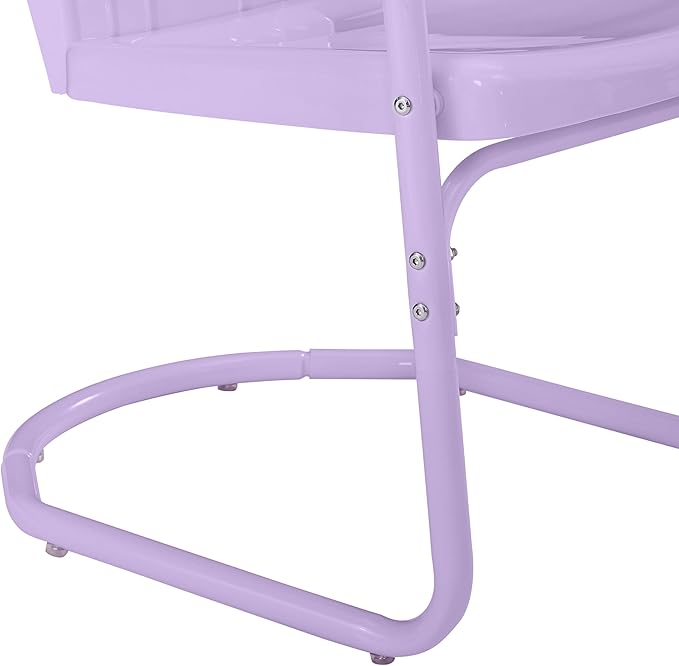Crosley Furniture Tulip 2-Piece Outdoor Chair Set, Vintage Retro Metal Patio Chairs for Dining, Porch, Deck, Lavender Gloss