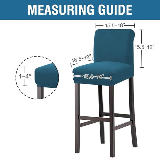 H.VERSAILTEX 100% Waterproof Bar Stool Cover Stretch Counter Stool Pub Chair Slipcover for Dining Room Removable Soft Thick Solid Fleece Fabric Bar Stool Slipcovers Set of 4, Peacock Blue