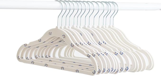 3 Sprouts Velvet Baby Hangers - Non-Slip Hanger for Infant, Toddler, Baby Clothes - Closet Kids Hangers with Slim Design, Nordic Colors, Pack of 30 - Blueberry & Cream