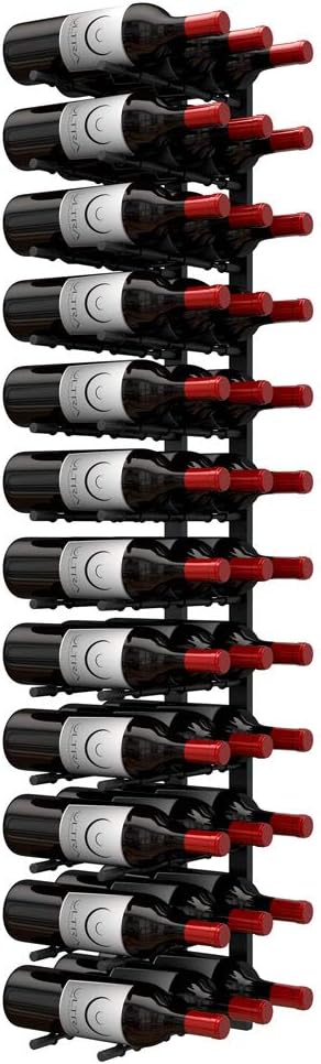 Ultra Wine Racks Wall Mounted Label-Out Wine Racks (4 Foot 3 Deep, Matte Black, 36 Wine Bottles) - Modern Metal Wine Storage, for Home Bar, Kitchen, Dining Rooms, & Wine Cellars