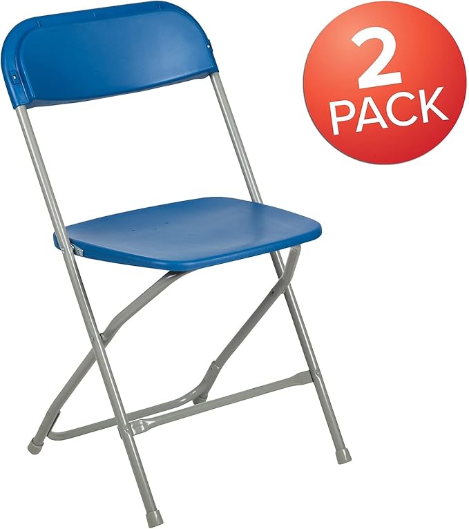 Flash Furniture Hercules™ Series Plastic Folding Chair - Blue - 2 Pack 650LB Weight Capacity Comfortable Event Chair-Lightweight Folding Chair