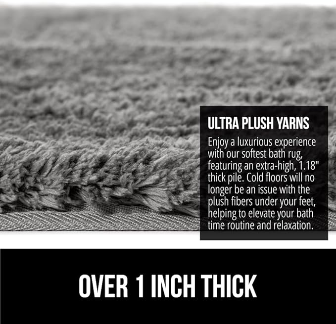 GORILLA GRIP Bathroom Rugs, 36x24, Ultra Soft Absorbent Mat, Thick Plush Bath Rug, Machine Washable, Microfiber Quick Dry, Mats for Shower, Bathtub and Floor, Home Decor Accessories, Gray