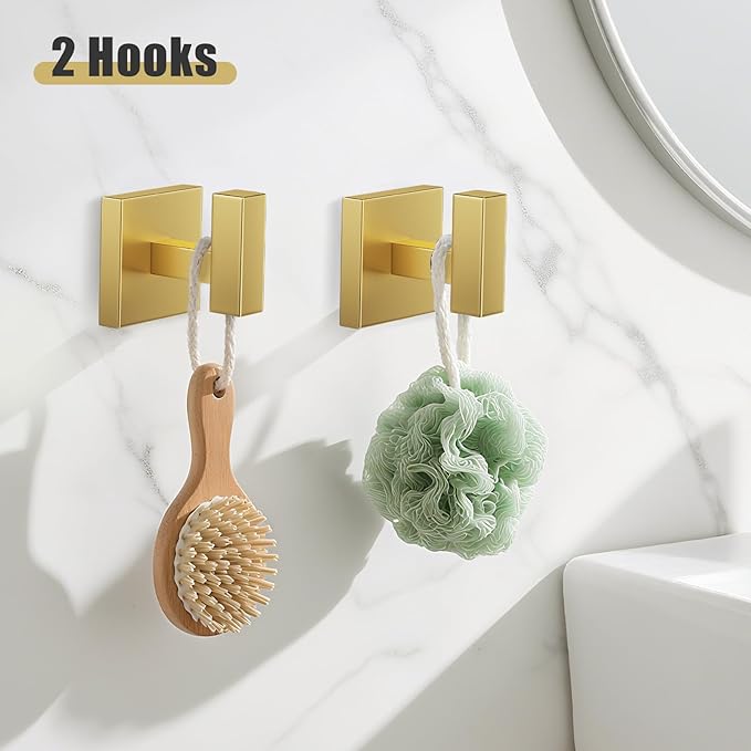 YACVCL 5-Pieces Brushed Gold Bathroom Hardware Accessories Set Stainless Steel Bathroom Towel Bar Set Towel Holder Set for Bathroom,Upgraded Toilet Paper Holder with Shelf,Wall Mounted 23.6"