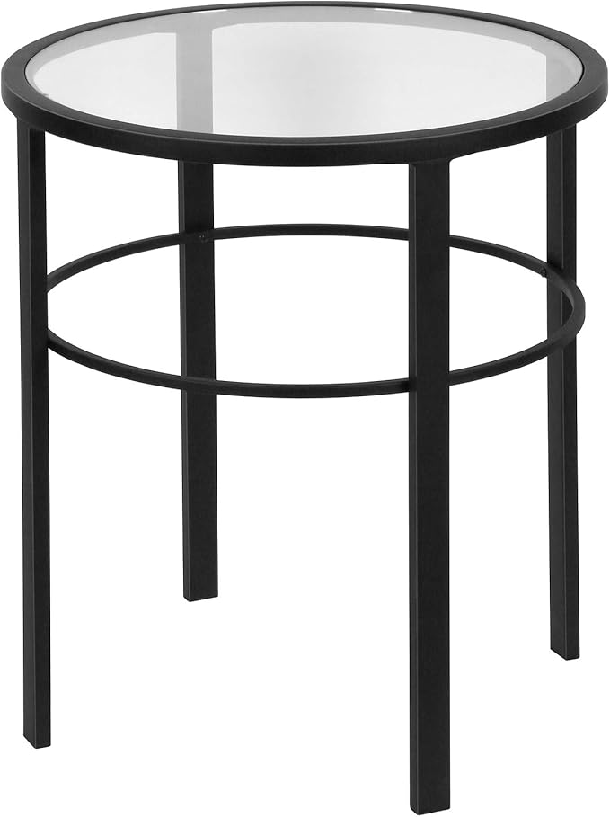 Henn&Hart 20" Wide Round Side Table in Blackened Bronze, Table for Living Room, Bedroom