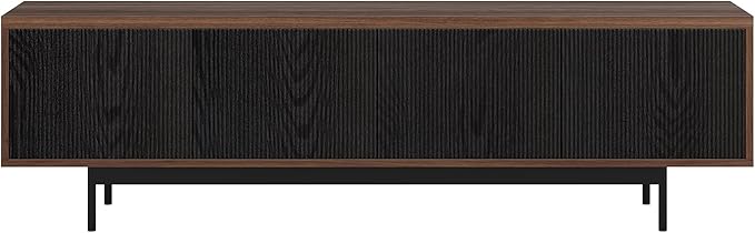 Henn&Hart Rectangular TV Stand for TV's up to 75" in Medium Walnut/Natural Black, for Home, Living Room, Bedroom, Entertainment Room, Office