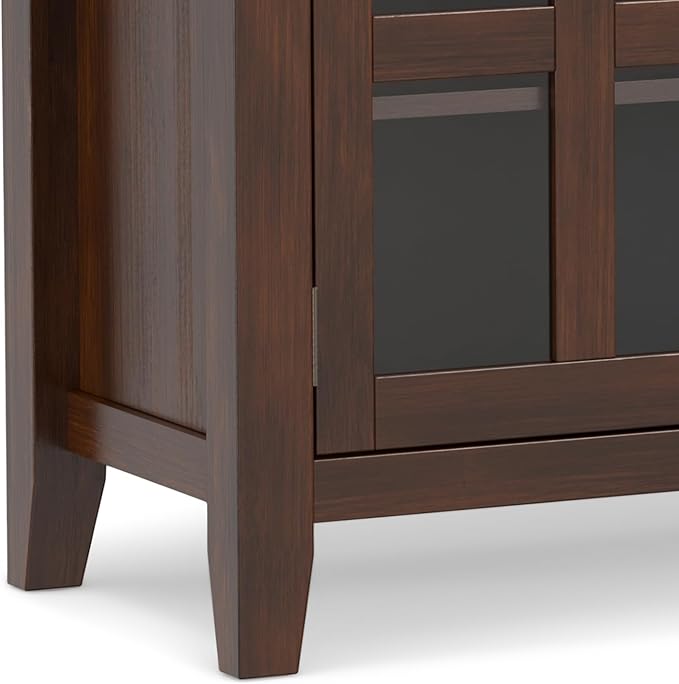 SIMPLIHOME Artisan Buffet - 54 inch Wide Solid Wood 3-Door Sideboard Buffet in Russet Brown, Transitional Storage Cabinet for Dining Room or Kitchen with Adjustable Shelves and Bronze Hardware