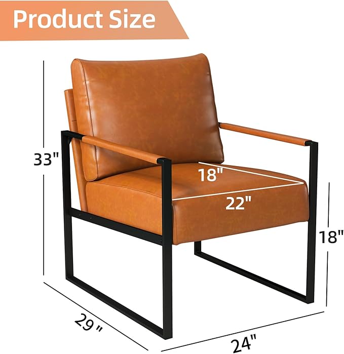 INZOY Accent Arm Chair with Metal Frame Set of 4, Comfy Living Room Chair with Plump Backrest and Cushion, Mid Century Modern Chair with Sturdy Structure, Easy to Clean, Brown