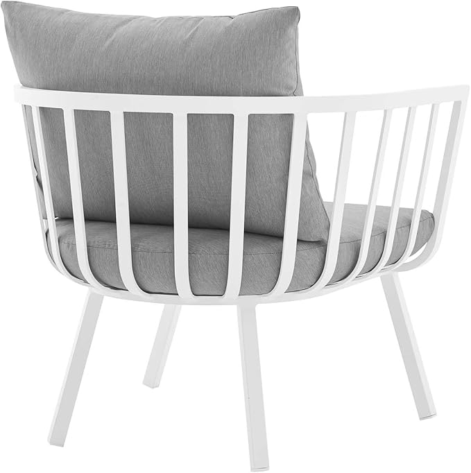 Modway Riverside Outdoor Furniture, Two Armchairs, White Gray
