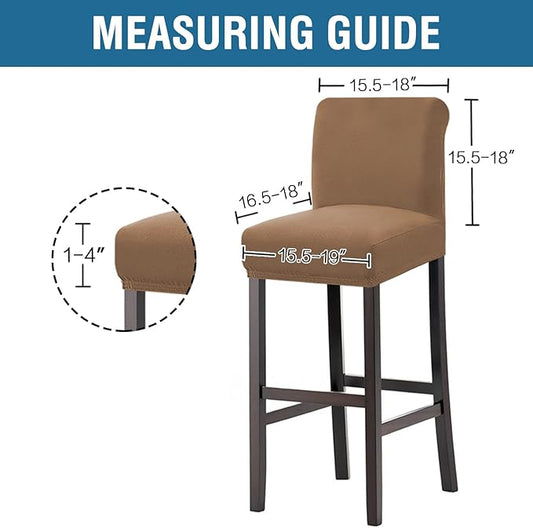 H.VERSAILTEX 100% Waterproof Bar Stool Cover Stretch Counter Stool Pub Chair Slipcover for Dining Room Removable Soft Thick Solid Fleece Fabric Bar Stool Slipcovers Set of 4, Sand