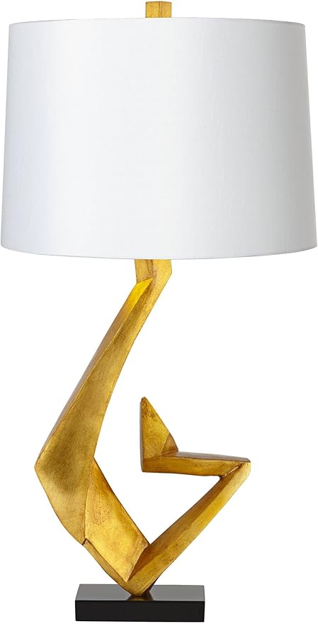 Possini Euro Design Zeus 29 1/2" Tall Modern Glam End Table Lamp Sculptural Gold Leaf Finish Living Room Bedroom Bedside Nightstand House Office Home Reading Kitchen Entryway Console Family Dining