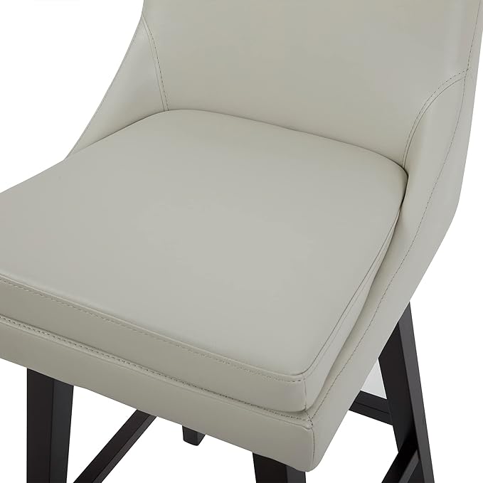 CHITA Bar Height Swivel Barstool with Back Set of 2, FSC Certified Upholstered Bar Stool, 30.7" H Seat Height, PU Leather in Creamy Gray