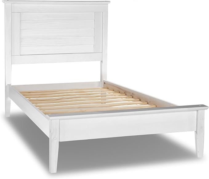 Grain Wood Furniture Greenport Solid Wood Platform Bed, Twin Size, Brushed White