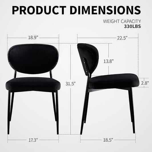 Black Dining Room Chairs Set of 6 Velvet 58D Memory Foam Upholstered Dining Chairs with Ergonomic Back & Swivel Leveling Feet Modern Armrest Kitchen Chairs for Restaurant/Dining Table/Vanity