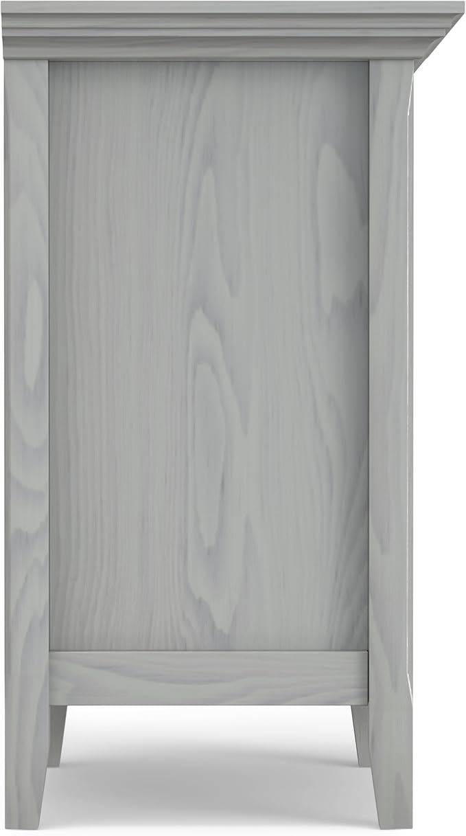 SIMPLIHOME Amherst SOLID WOOD 24 Inch Wide Traditional Bedside Nightstand Table in Fog Grey, For the Living Room and Bedroom