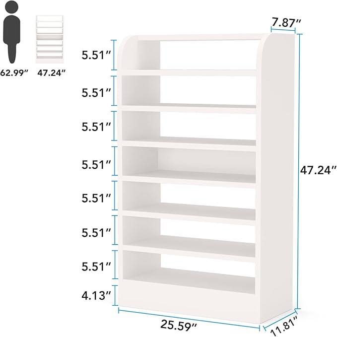 Tribesigns Shoe Rack for Entryway, 8-Tier Tall Shoe Shelf Shoes Storage Organizer, Wooden Shoe Storage Cabinet Shoe Stand for Closet, Hallway, Living Room, 2 Pcs, White