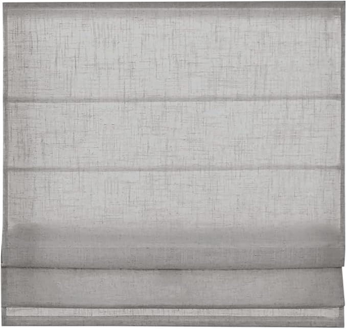 Madison Park Kyler Cordless Roman Shades - Single Panel, Lightweight Linen Blend Fabric, Natural Design, Easy Installation, Light Filtering Window Blind, Bedroom, Living Room Decor 27" W x 64" H Grey