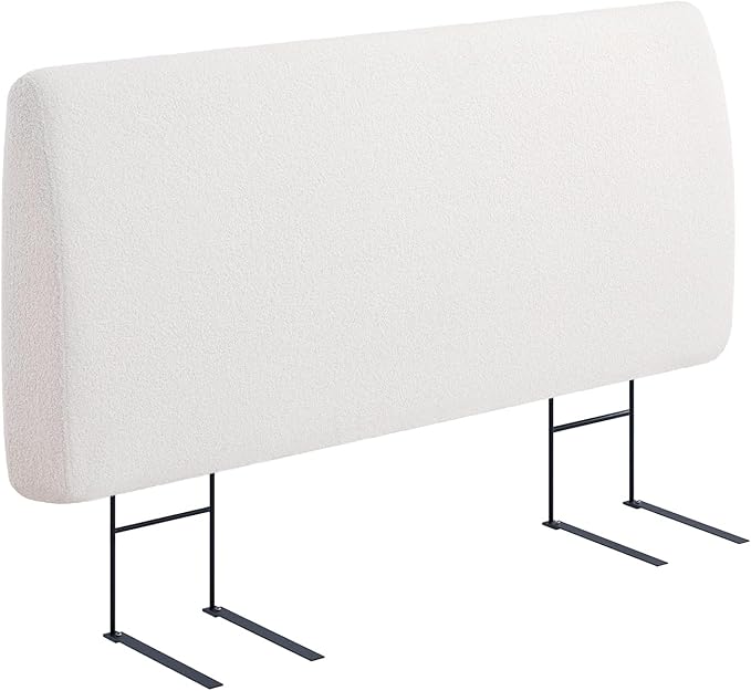 4.7" Upholstered Headboard for Full Size Bed, Height Adjustable and Ergonomic Headboard, Easy Assemble, Sturdy and Durable, Teddy Velvet, Beige