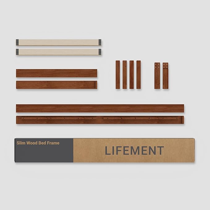 LIFEMENT Classic Wood Platform Bed Frame, Essential, Noise Free, Under Bed Storage, No Box Spring Needed, Easy Assembly (Cherry, King (U.S. Standard))