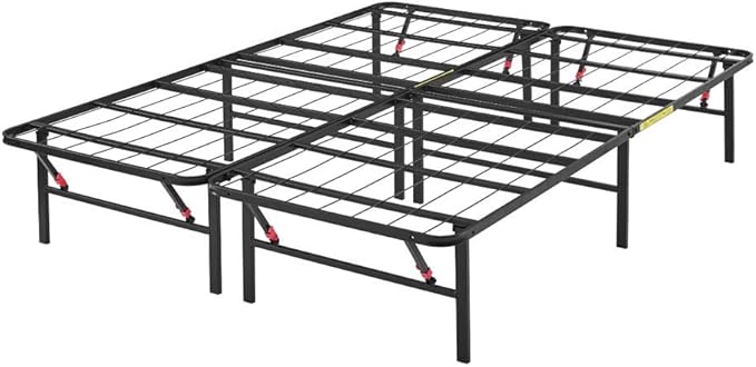 Amazon Basics Bed Frame with Storage, Foldable Metal Platform, Sturdy Steel, No Box Spring Needed, 14 inches High, Tool-Free Setup, Full Size, Black
