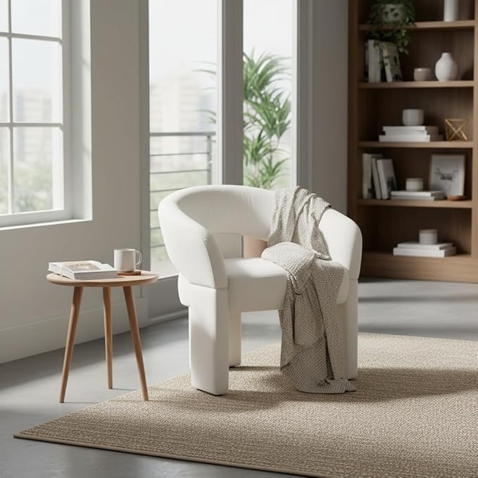 LukeAlon Mid Century Modern Velvet Accent Chairs Set of 2 – Round Barrel Back Armchairs, Comfy Upholstered Lounge Chairs for Living Room, Bedroom, Office, Waiting Rooms, Beige