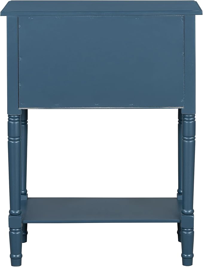 Knocbel Slim Antique Entry Console Table with 3 Drawers & Bottom Open Shelf, Solid Wood Narrow Sofa Couch Table for Entryway Hallway Living Room 23.7" W x 13" D x 31.4" H Navy Blue