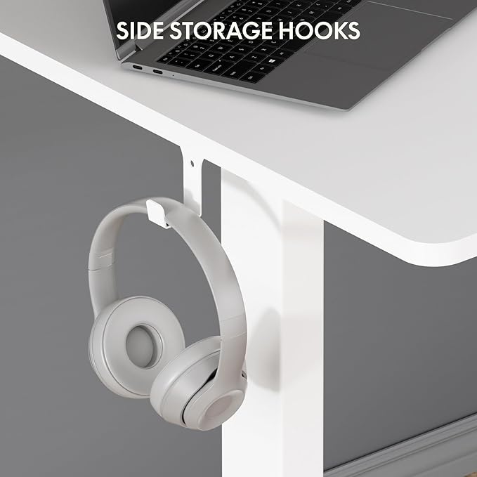 FLEXISPOT EN1 One-Piece Standing Desk 40 x 24 Inches Height Adjustable Desk for Home Office and Computer Workstation (White Frame + White Desktop)
