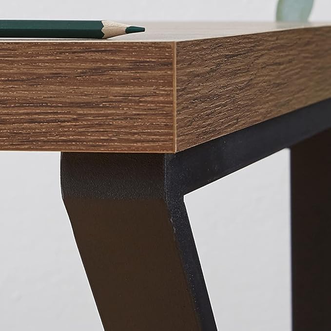 HSH Minimalist PC Desk, Industrial Home Office Desk, Sturdy Wood and Metal Desk, Rustic Vintage Oak 55 Inch Work Study Writing Desks Computer Table for Living Room Bedroom