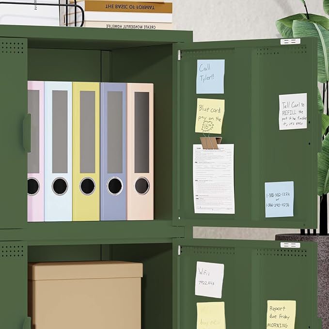 Metal Locker Storage Cabinet with 4 Doors and 3 Shelves,39.96" Tall Steel Office Storage Cabinet for Office,Home,Garage,Gym,School