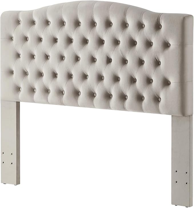 24KF Upholstered Tufted Button Velvet Headboard,Comfortable Fashional Headboard Queen/Full Size,Taupe