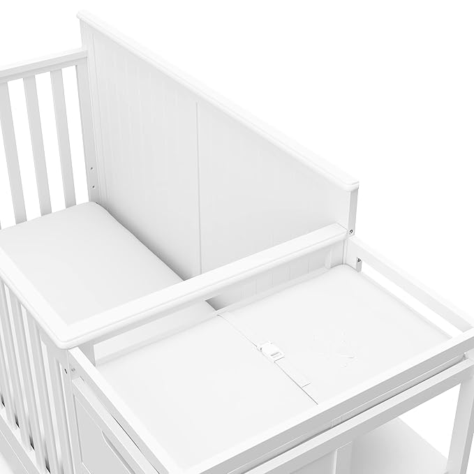 Graco Hadley 5-in-1 Convertible Crib & Changer (White) – GREENGUARD Gold Certified, Fits Standard Crib Mattress, Converts to Toddler Bed and Full Bed, 4 Adjustable Mattress Heights