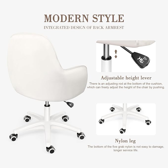 Cute Office Chair Home Computer Chairs Adjustable Task Chairs Modern Office Chair Makeup Chair 360° Swivel Computer Chair Mid Back Chair.