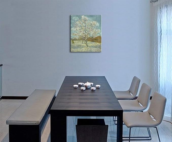 Wieco Art The Pink Peach Tree by Van Gogh Famous Oil Paintings Reproduction Large Modern Stretched and Framed Landscapes Artwork Classic Pictures Giclee Canvas Prints Wall Art for Home Decor