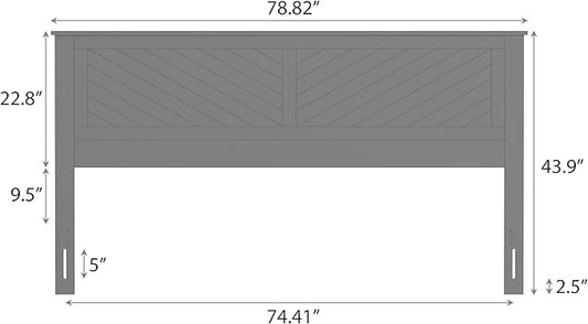 Serene Poplar Wood King Size Headboard in White, Modern Farmhouse Panel with Chevron Scoring, Casual Coastal Style, Easy Assembly, Quality Materials
