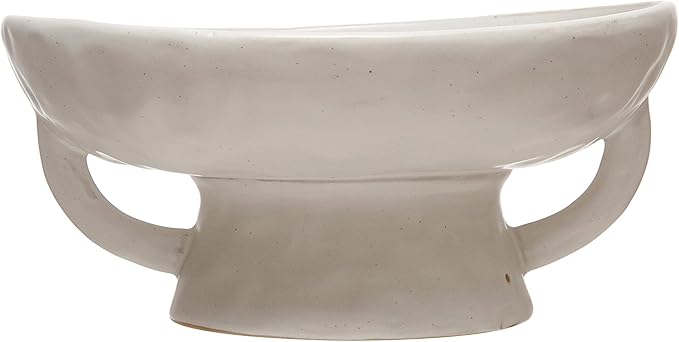Creative Co-Op Stoneware Bowl w Reactive Glaze, White