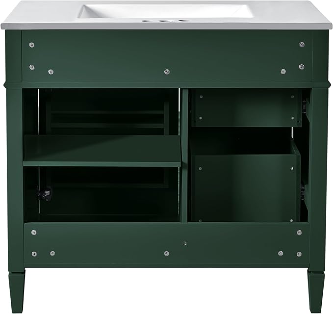 36" Bathroom Vanity with Matching Medicine Cabinet, Modern Sink Storage Cabinet with Drawers, Soft Closing Doors and Shelf, Bathroom Vanities with Sink & Mirror