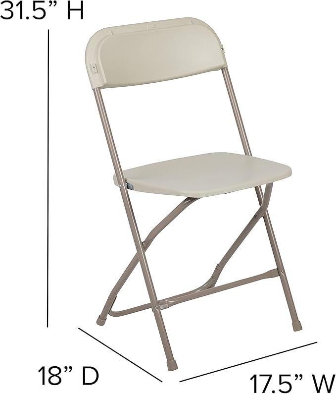 Flash Furniture Hercules Series Plastic Folding Chair - Beige - 4 Pack 650LB Weight Capacity Comfortable Event Chair-Lightweight Folding Chair