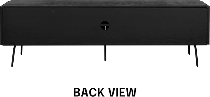 NTC Veil TV Stand with 4 Doors for TVs up to 75’’, Media Console with Vertical Groove Design and Metal Legs, Modern Entertainment Center for Living Room and Bedroom, Effortless Assembly, Burnt Black