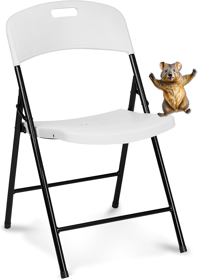 Oline Folding Chair, Indoor Outdoor Plastic Commercial Stackable Foldable Guest Chairs for Events Office Wedding Party Picnic Kitchen Dining, 350lb Capacity (White, 1 Pack)