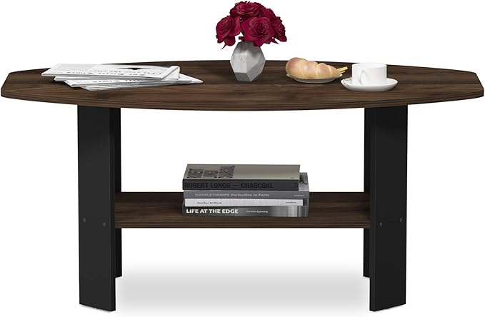 Furinno Simple Design Coffee Table, Columbia Walnut/Black