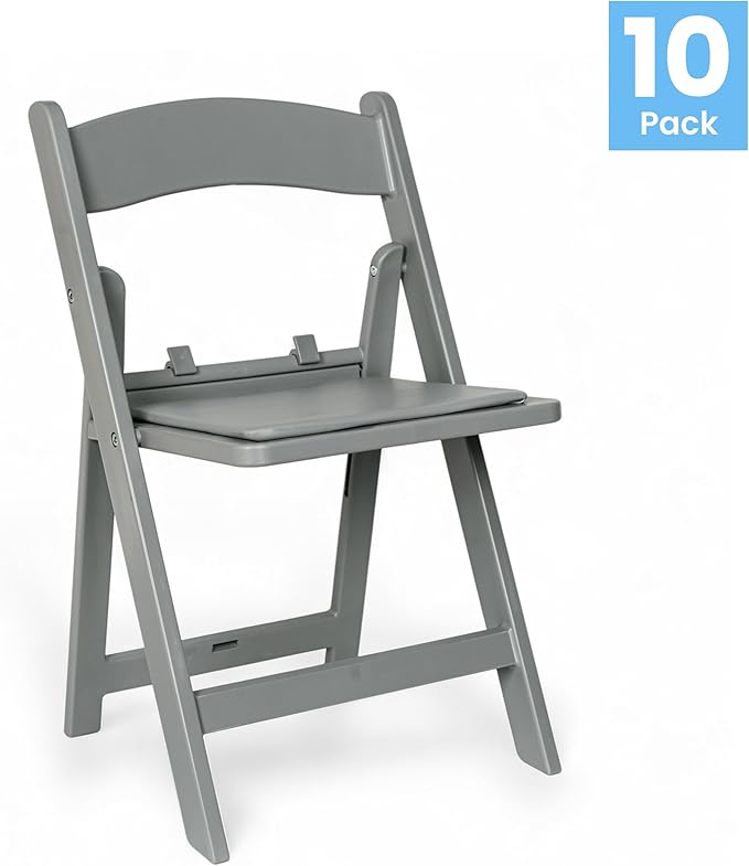 Flash Furniture Hercules Set of 10 Kids Gray Resin Folding Chair with Gray Vinyl Padded Seat
