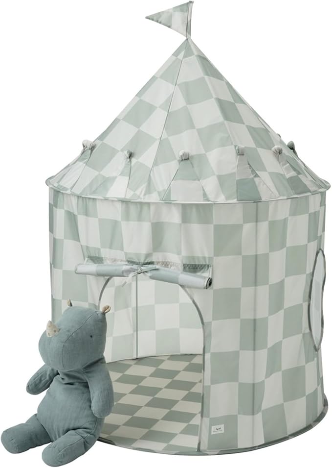 3 Sprouts Kids Play Tent - Sustainable Recycled Fabric β Fun Spacious Childs Playhouse for Indoor Games for Boys & Girls - Durable Fort Pop Up House for Toddlers & Children Age 3-10 - Checkered Green