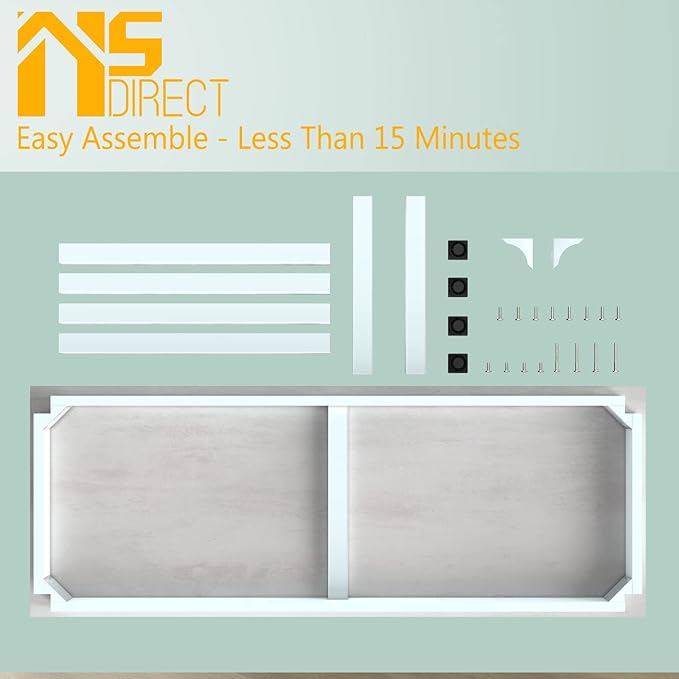 NSdirect 63" Large Computer Desk,Modern Simple Style PC Table Office Desk Wide Workstation for Study Writing,Gaming and Home Office,Extra 1" Thicker Wooden Tabletop and Black Metal Frame,Stone White