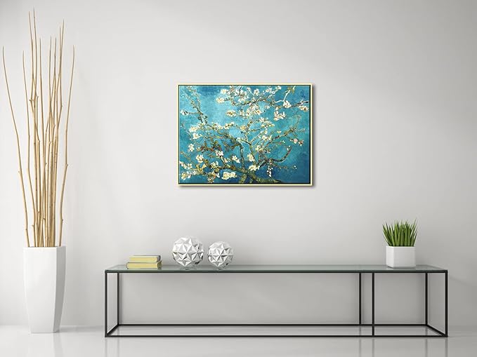 Wieco Art Framed Wall Art Giclee Canvas Prints of Almond Blossom by Vincent Van Gogh Paintings Reproduction Abstract Artwork for Wall Decor