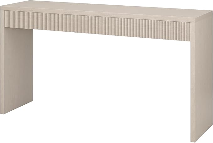 Henn&Hart 55'' Wooden Rectangular Fluted Console Table Entryway Table, Sofa Table for Entryway, Living Room, Couch, Hallway, or Office, Alder White